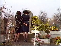 Pale skin curvy white brunette on the bed with her girly-girl lover