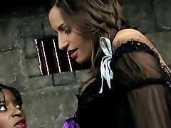 Sexy ebony fairy gets hard-core lesbian threesome with whores