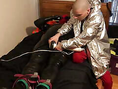 Jun 15 2022 - Rubber Boy in RUBBER Has fun with my sweaty shirt in some light bondage