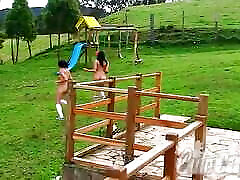 Watch Cute Carla outdoors having fun with her lesbian friend