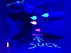 Blowjob with blacklight UV fun British couple bbw