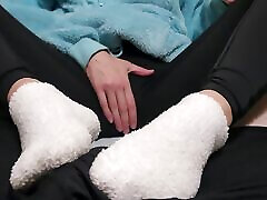 roommate footjob in boxers