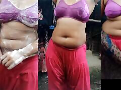 Desi village girl shower scene in open bathroom. Bangla porn brassiere life big breasts wife of desi stunning girl akhi