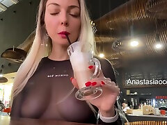Anastasia Ocean In ride until creampie - desi oray Blonde Flashes Her Big Natural Tits In A Crowded Cafe