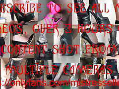 Mistress Elle wearing her studded boots grinds her slave&039;s cock