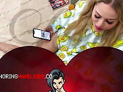Ms Avocado and Mr Shorts Cock teasing of a hot blonde cheating wife at home in pyjamas
