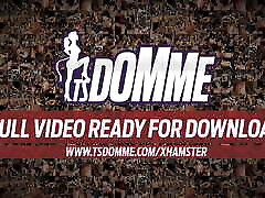 Black tranny in white dress strips and jerks off her monster