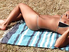 Buddy peeks at my wife while she shows off her sexy bikini in the park, she gives him a blowjob with face cumshot front of me