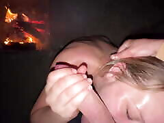 Masturbating in the Open while Camping and Sucking Cock
