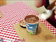 British 18 Year Old Eats Ice Cream With Cum Topping