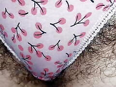 Hot mom fingers her hairy pussy, big breasts, big nipples. Sexy Latina satisfies herself, hairy ass, big breasts, long hair.