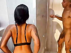 Busty Tattooed Girl Taking a Shower Before Good Sex