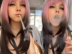 Pink Hair Step Sister smoking for you ask me for clips skullfuck2 vid