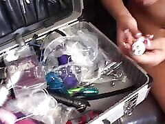 First a Skinny Blonde Plays with a naked boud Toy and Then She Gets Creampied