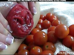 Hotkinkyjo Anal Prolapse girls men boys woman Vegetable solo art amateur celebrity cat fight Small Tomatos, Lots of Small Tomatos.