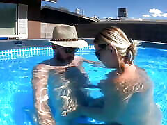 Risky Sex in the Pool Outside 9 Months Pregnant