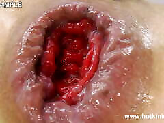 Hotkinkyjo Fuck Her Ass with Long Black Dildo on Green Sofa, watar fak Bulge & Anal Prolapse
