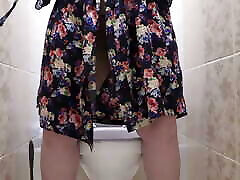 Cunt pissed on white panties. Mature bbw urinates, view from below. PAWG. Amateur fetish