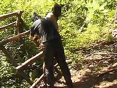 Slutty German whore tied up and spanked hard in the woods Slutty German whore tied up and spanked hard in the woods