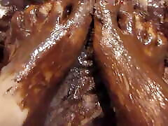 My Feet with Varnished Nails, All Covered with Chocolate Cream
