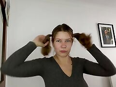 Trying on different hairstyles for different sex positions.