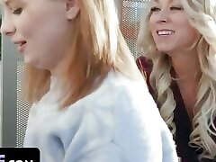 Sex on the Bus Threesome Perfect Tits MILF & Hot Teen Let Me Freeuse Them!