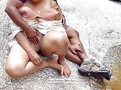 Voluptuous Milf making Love by the River - Indian Lovers - Public damsel in distress red milf Romance - Liplock Kissing, Boobs Press