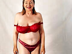 Busty cum on lady gaga as Lady in Red - Hot Mature Striptease