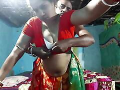 Desi Bengali bhabhi ke saath masti romance and kissing scenes, Orange blouse and white bra remove big boob press by rahul
