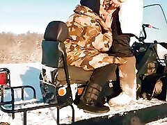 Seduced stepmother in the field in winter