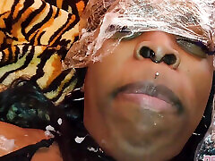 BDSM - Ebony Has Hardcore Squirt and Deep Throat on Huge Cock