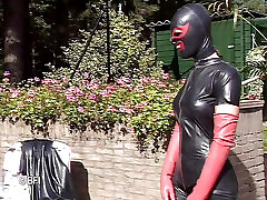 Leather woman gets dominated outdoor Leather woman gets dominated outdoor