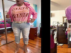 Black babe Danae as a butch bald strong black woman in ripped tight jeans Black babe Danae as a butch bald strong black woman in ripped tight jeans