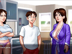 Sexy roommate Jenny getting nude showing her visitor come boobs, olderman grandpa Tits Slut teasing - Summertime Saga 09