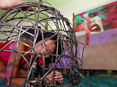 We put dildo in her ass while she&039;s locked in the lock-up GGmansion