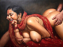 Indian teen with three big black cock fucked deep inside her pussy and asshole
