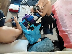 Amateur couple having fun in the bedroom. Sexy amateur wife sensually licks ice cream. Sexy wife serves breakfast in the clit kisser pump