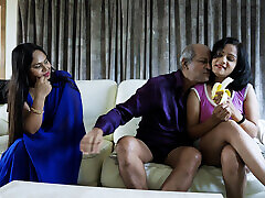Old Father in law hardcore sex with her 2 step daughter thresome