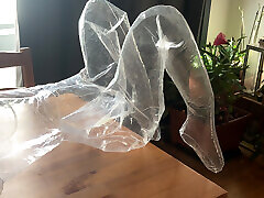 Man moan and fuck a clear transparent lovedoll to a pulsating creampie - zoom and slow replay at the end