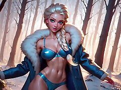 Sexy Elsa Frozen Dancing With Bare Belly Sexy AI Cartoon Cospaly