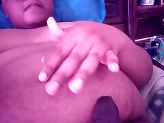 BBW enby masturbates and swallows cum