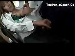 horny OL gives big tit vid and blowjob to bus pas