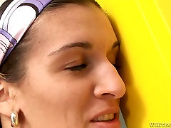 Sweet looking lesbians with lovely boobs love getting nasty in the shower