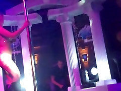 Really hot strip show by charming blonde and brunette ladyboy cum swap sexpots