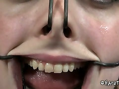 Ample breasted curvy whore gets her nose holes and mouth stretched hard