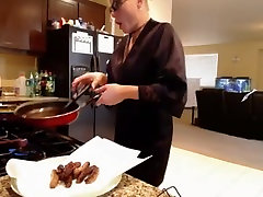 Harley - Dildo sucking & naked cooking & smoking EPIC