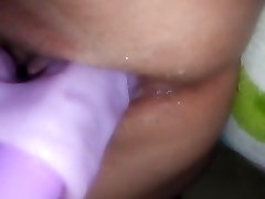 Wife fucks dildo and squits