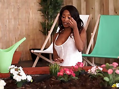 Jaw dropping ebony milf pale granny anal threesome Minaj shows off her big black boobs
