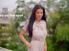 Beautiful brunette Kendra Roll shows off her big natural boobies