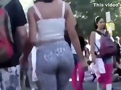 Girl in skin tight leopard pants